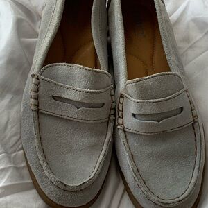 Born Women's Suede Penny Loafers in Light Gray